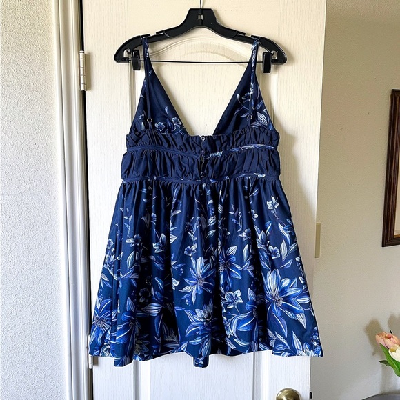 Farm Rio Mini Dress Navy Blue Floral Cotton Sleeveless Medium NWT - Picture 6 of 9